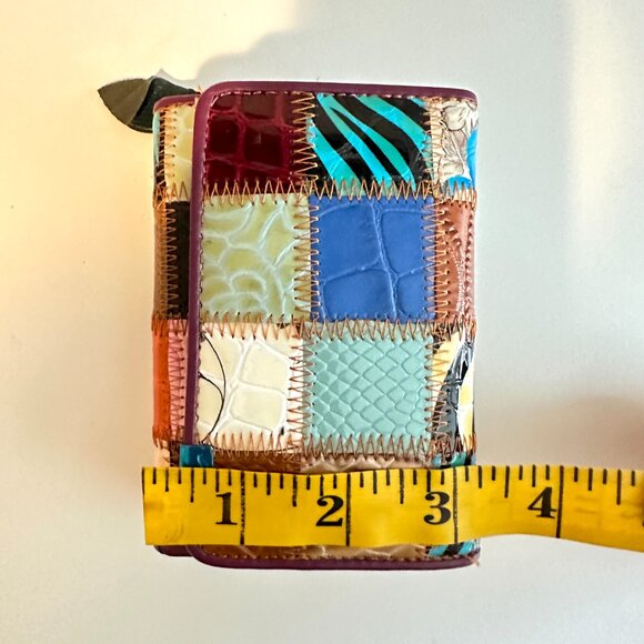 VERA PELLE | Italian Leather TriFold Multi Color Women Wallet Patchwork … - Picture 2 of 15